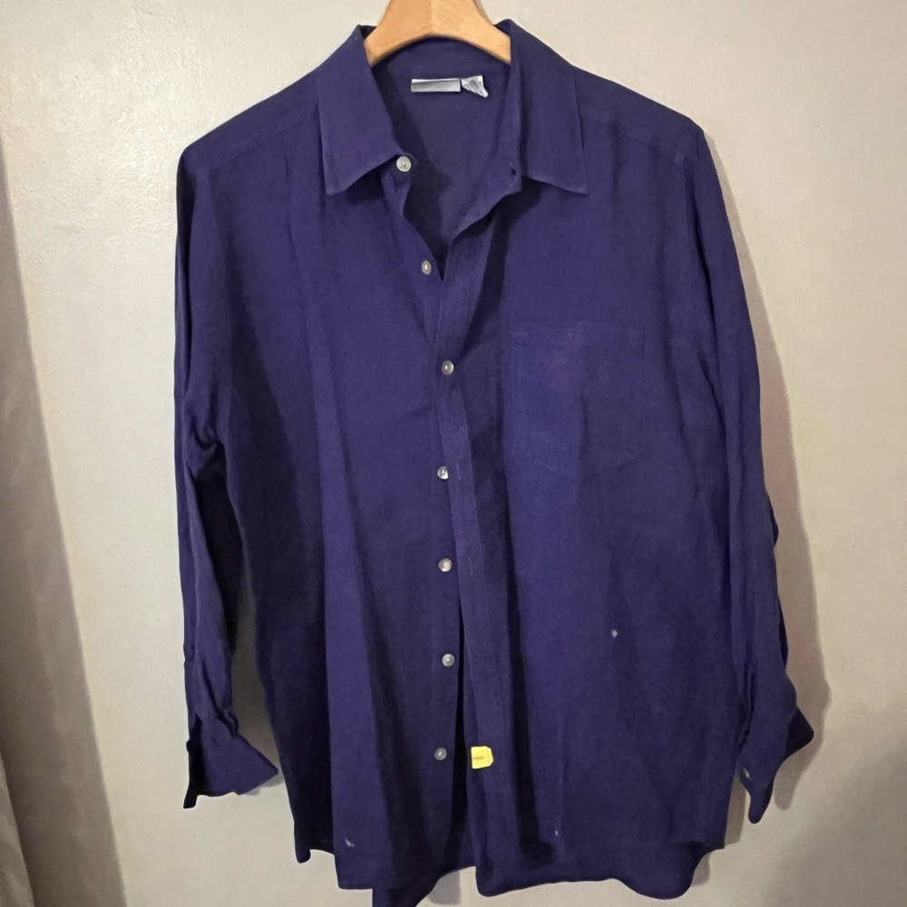 Women’s Plus Sz 2 Vintage Chico’s Design Purple Linen Button-Up Shirt